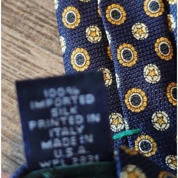 Tommy Hilfiger 100% Silk Tie Yellow Blue Maroon Woven Classic Geometric 59 x4 - Picture 4 of 5